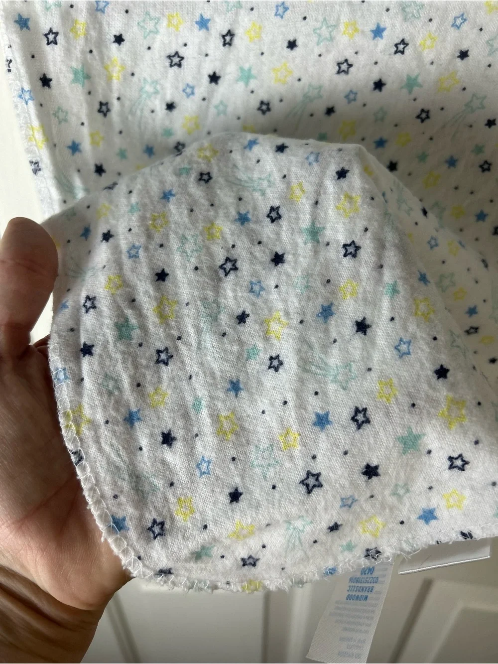 Kidgets Blue White Stars Baby Receiving Blanket Flannel Yellow Polka Dots Thin